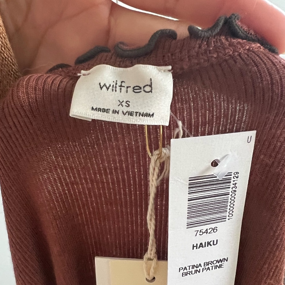 NWT Wilfred haiku leuttice edge top brown XS - Picture 5 of 5